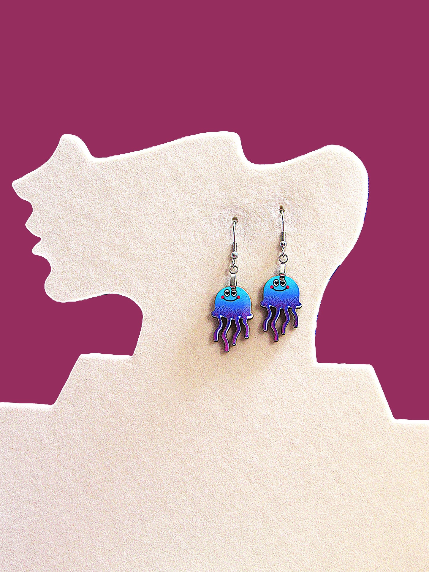 Jellyfish shaped Sublimated Earrings 1 inch