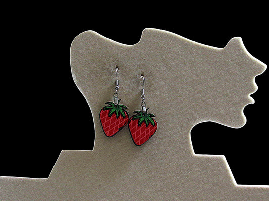 Strawberry Shaped Sublimated Earrings 1 inch