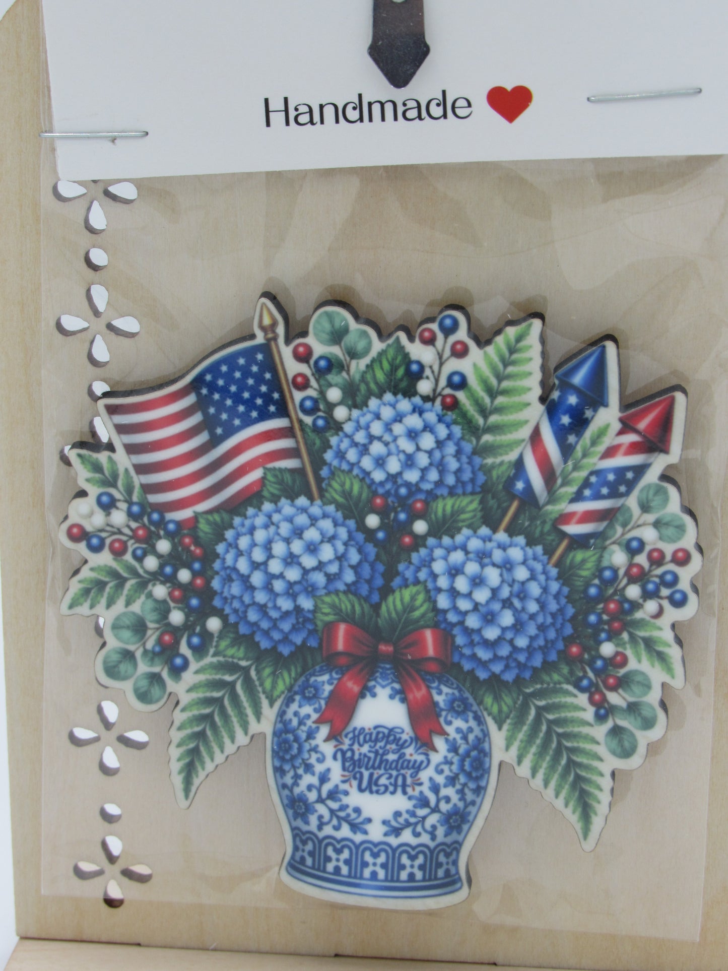 Patriotic Flower Vase 3x3 MDF Sublimation Refrigerator Magnet