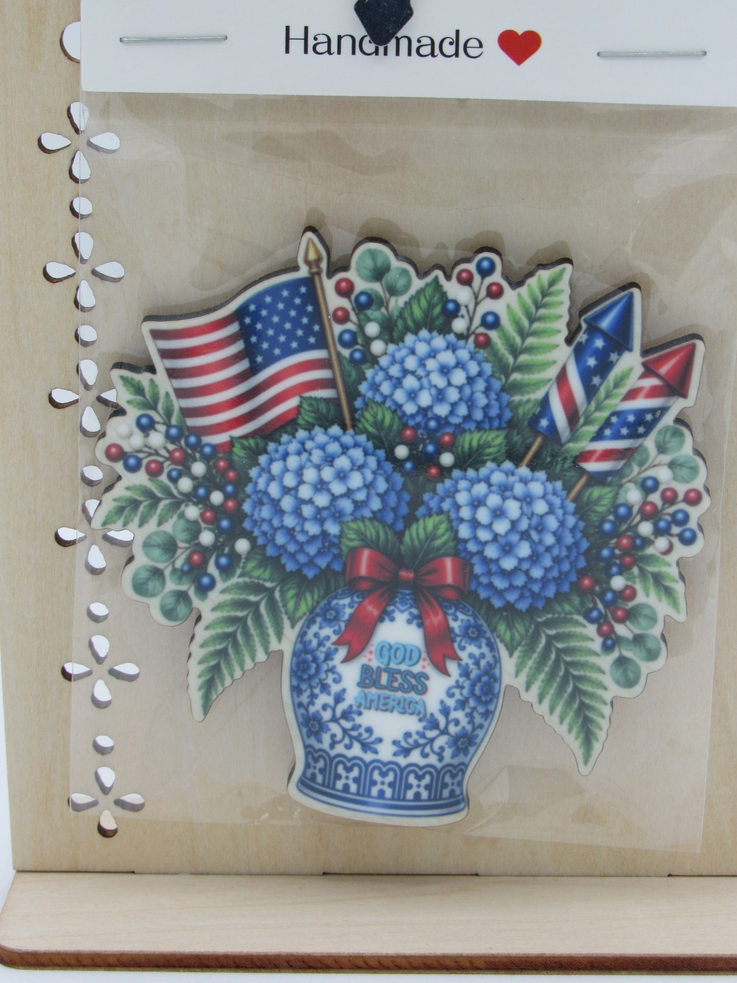 Patriotic Flower Vase 3x3 MDF Sublimation Refrigerator Magnet