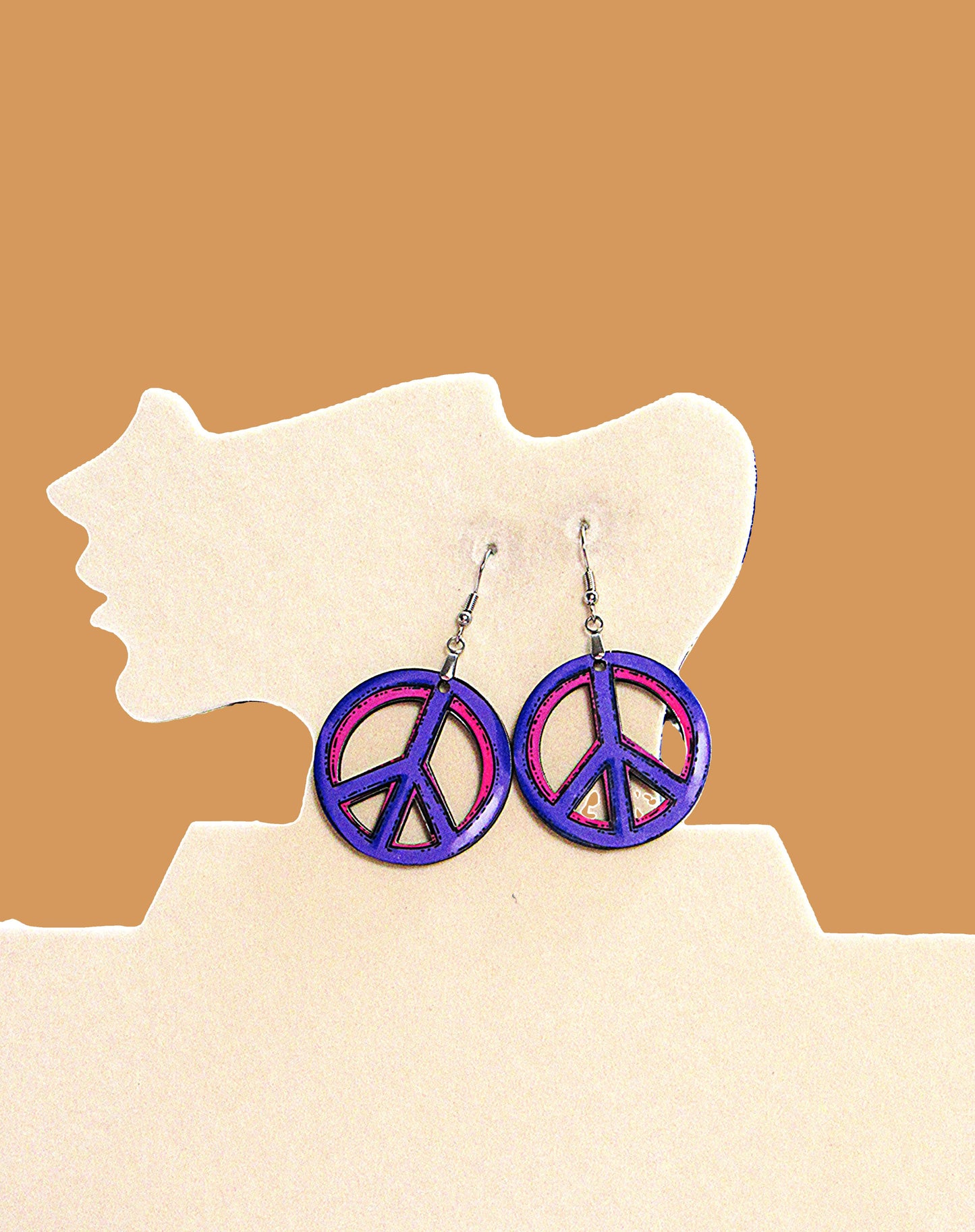 Peace Sign Shaped Sublimated Earrings 1.5 inch