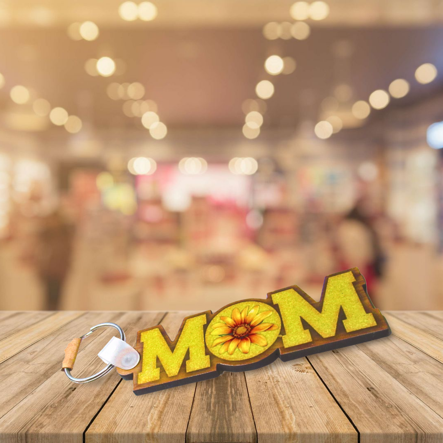 Horizontal Shaped MOM themed Sublimated Keychain MDF