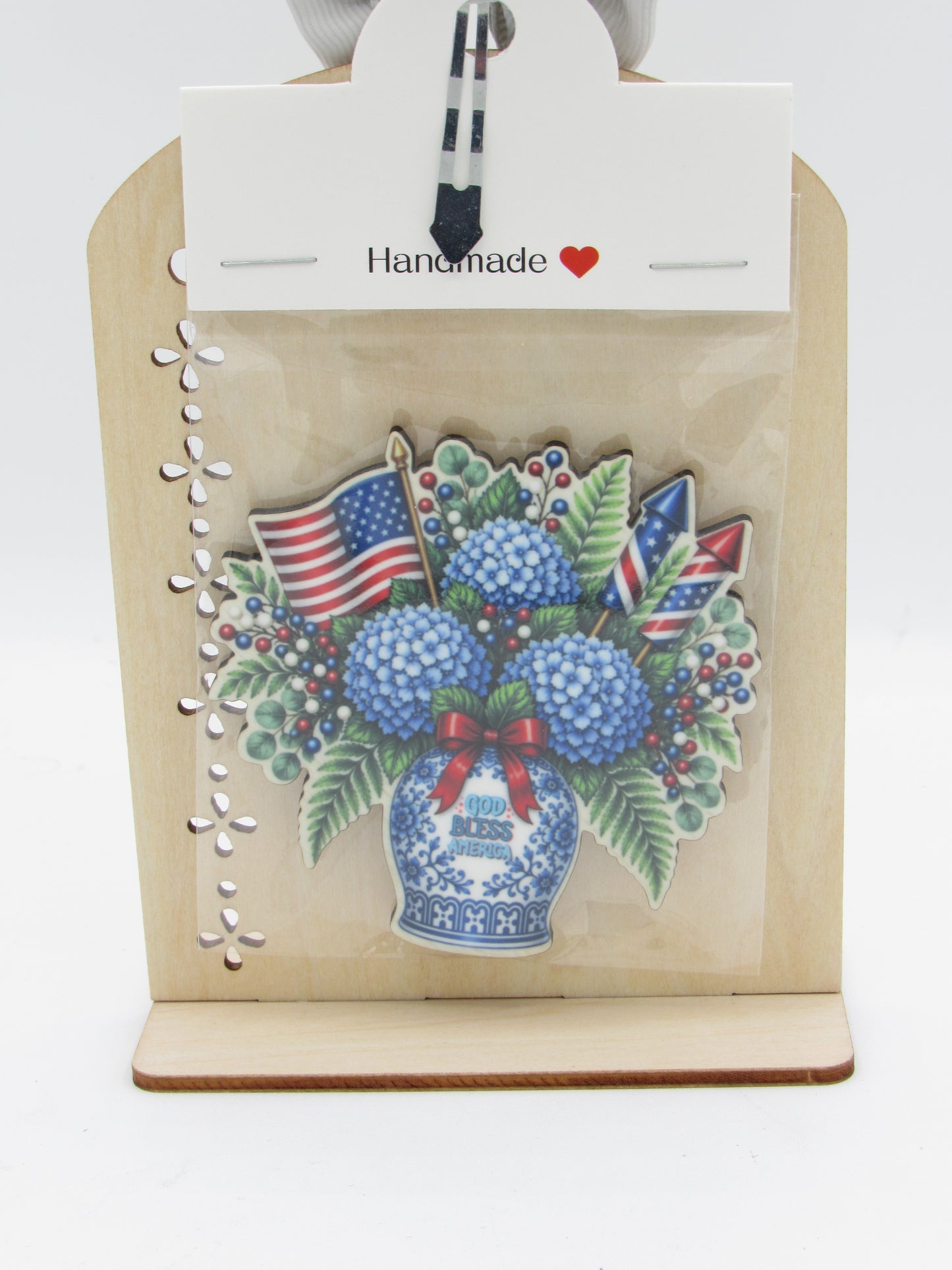 Patriotic Flower Vase 3x3 MDF Sublimation Refrigerator Magnet