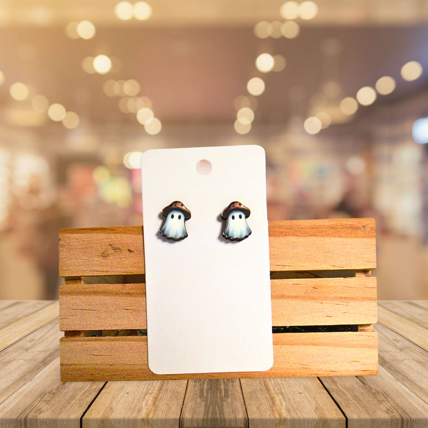 Mushroom Ghost Shaped Sublimated Stud Earrings