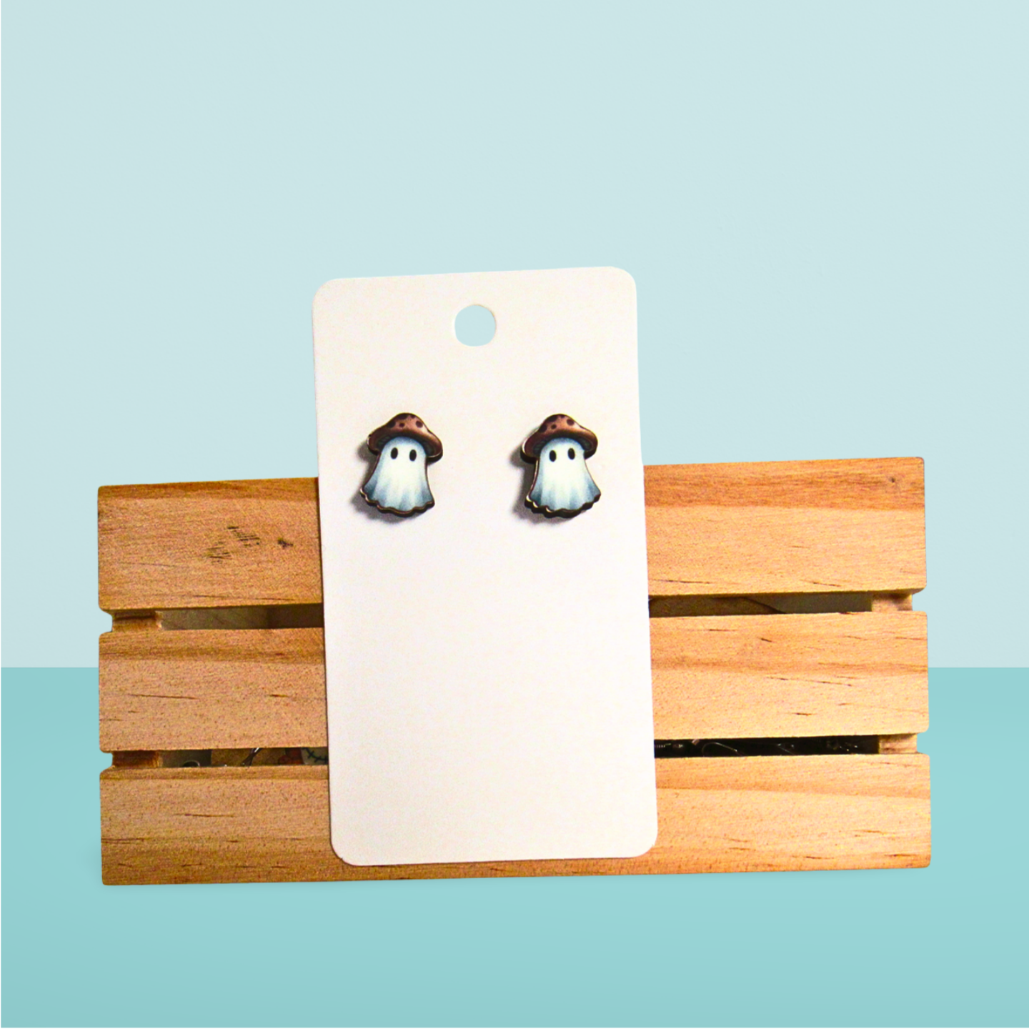 Mushroom Ghost Shaped Sublimated Stud Earrings