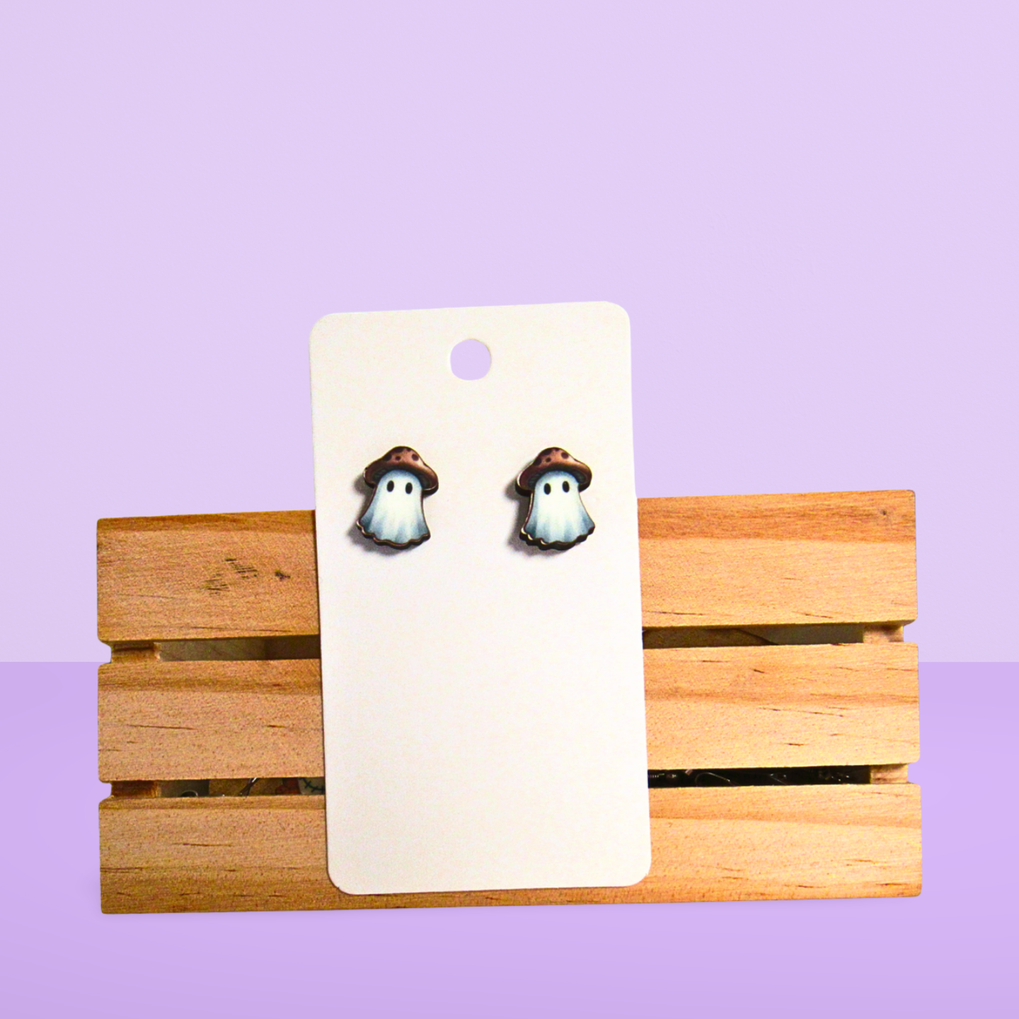 Mushroom Ghost Shaped Sublimated Stud Earrings