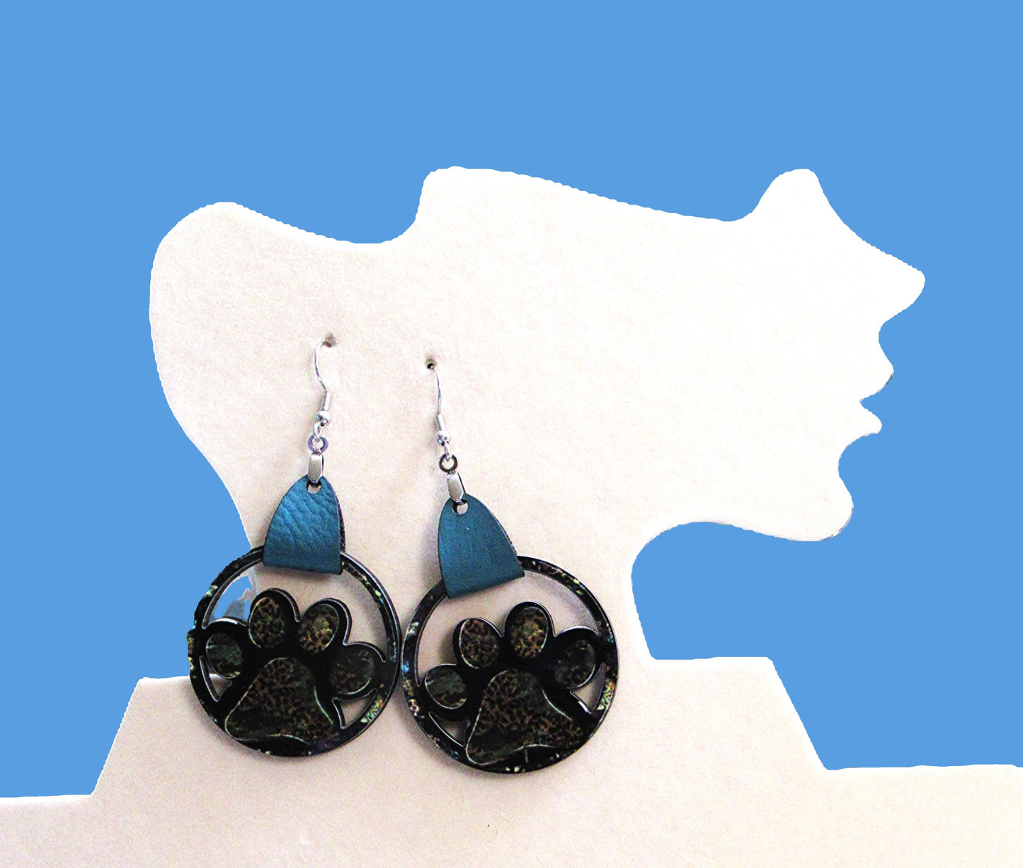Round MDF Paw Shaped Sublimated Earring