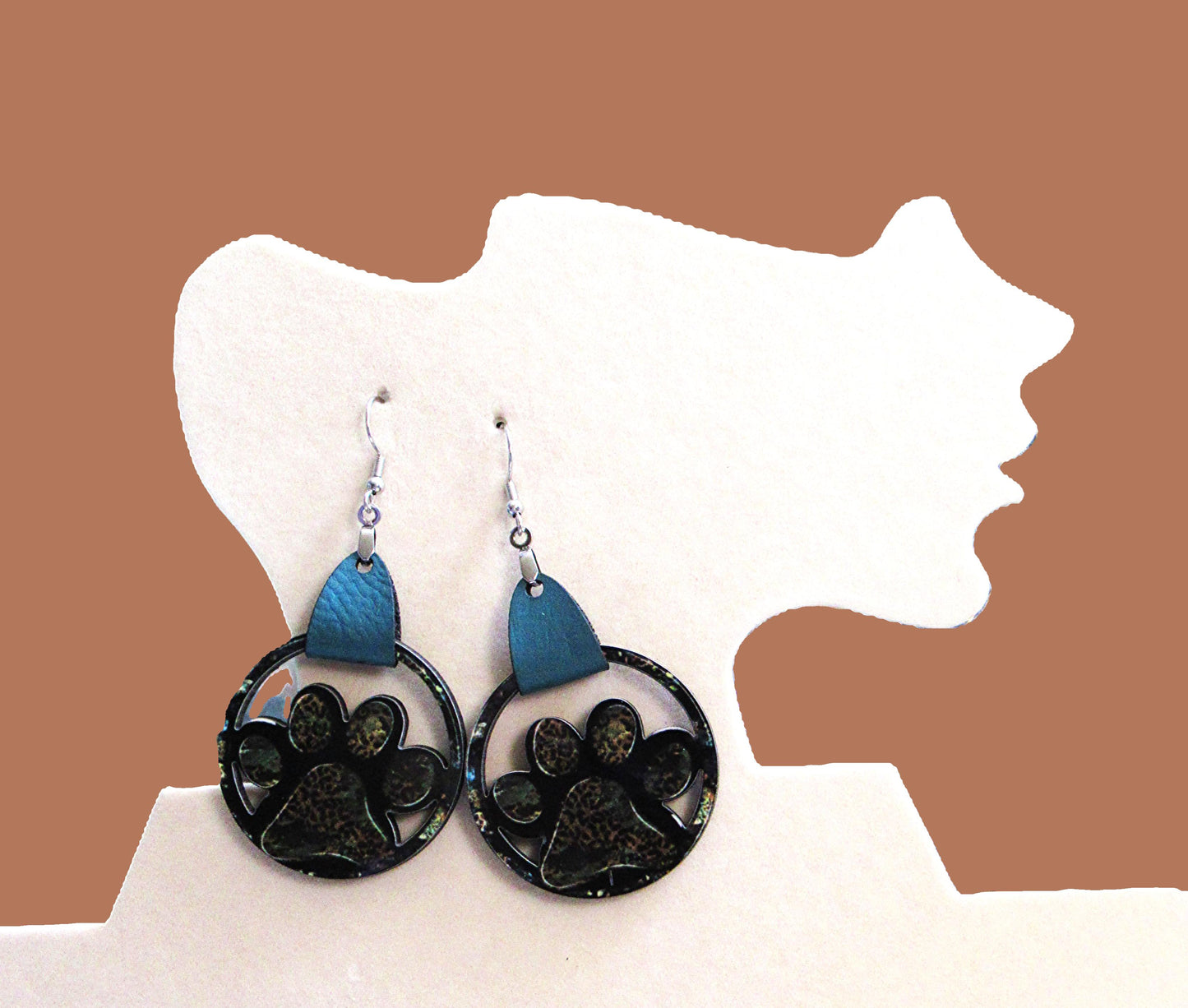 Round MDF Paw Shaped Sublimated Earring