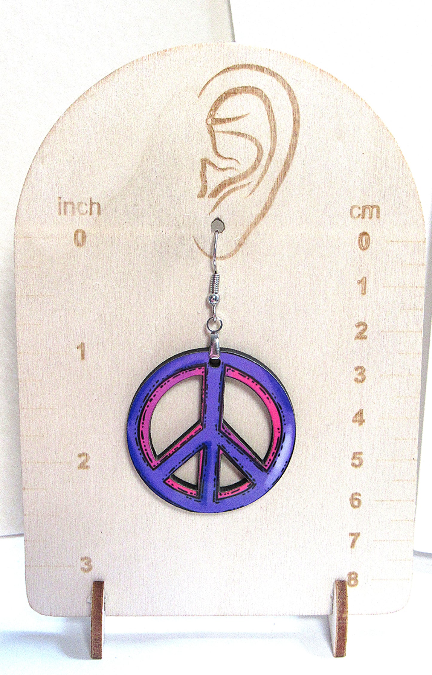 Peace Sign Shaped Sublimated Earrings 1.5 inch