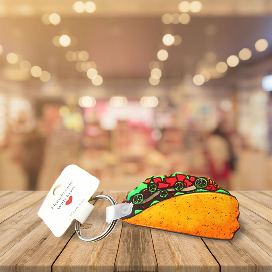 Taco Shaped  Sublimated Keychain