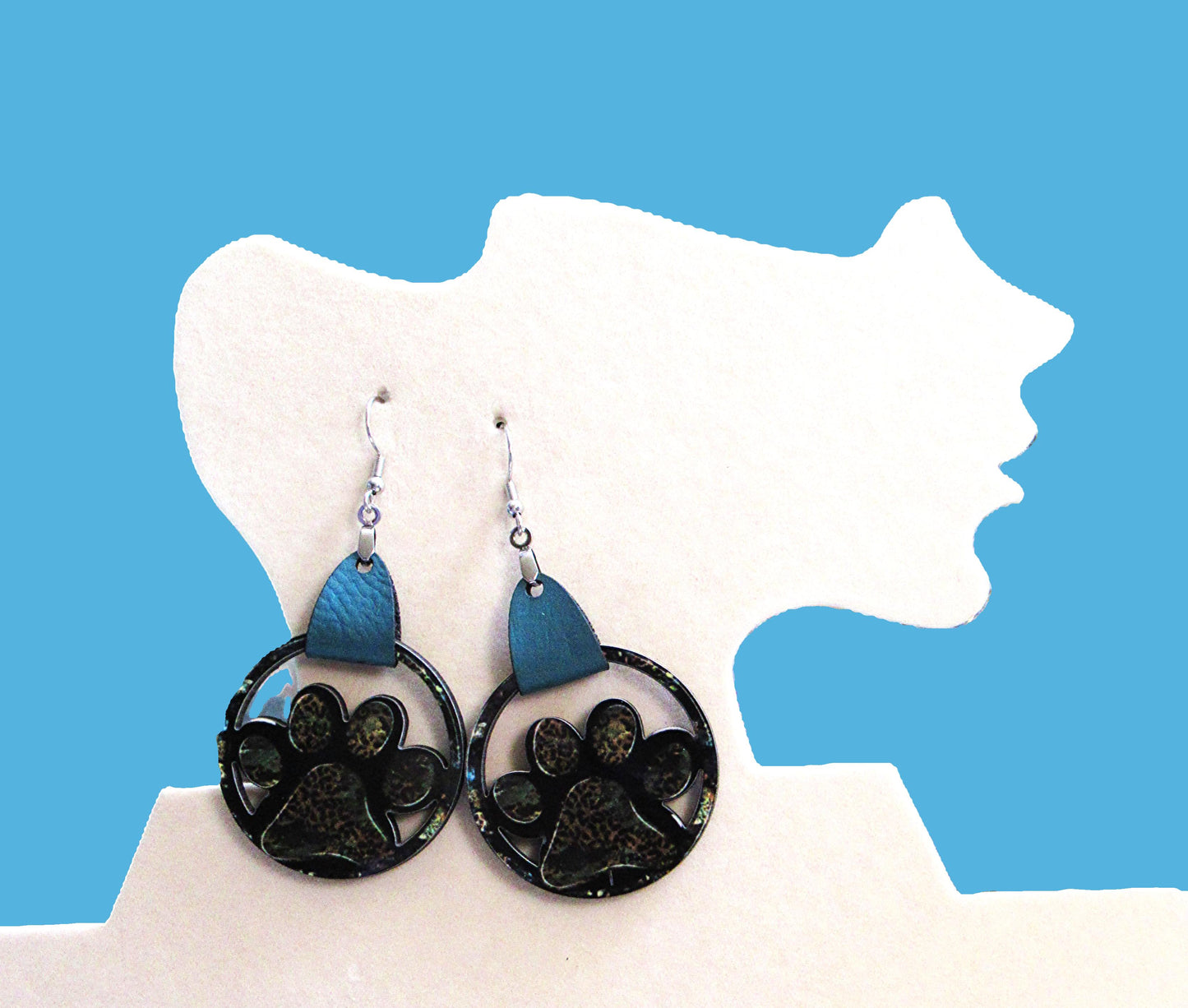 Round MDF Paw Shaped Sublimated Earring