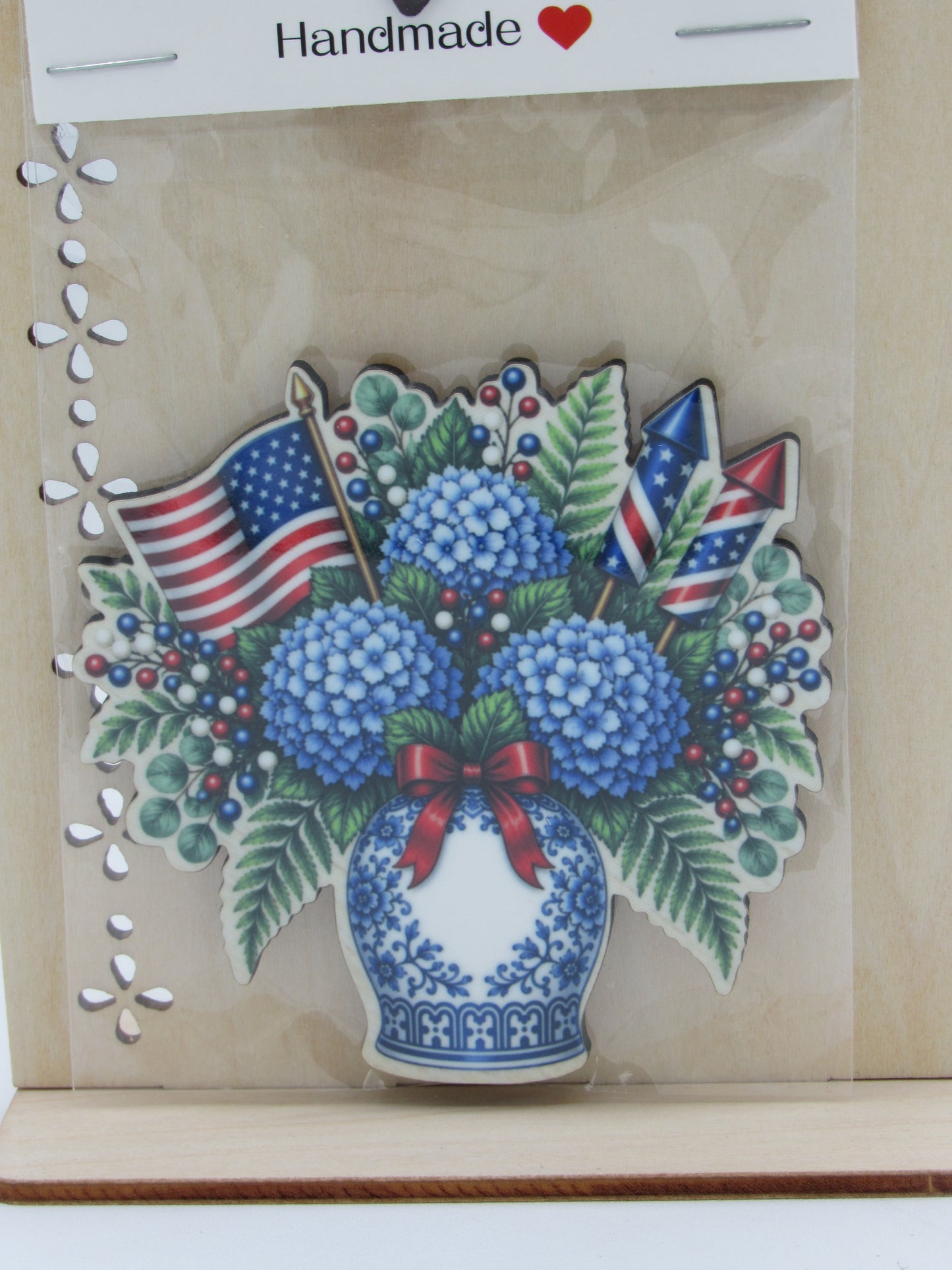 Patriotic Flower Vase 3x3 MDF Sublimation Refrigerator Magnet