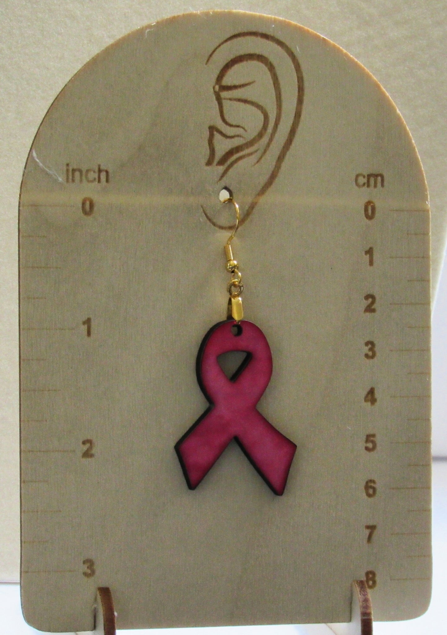 Breast Cancer Awareness Ribbon Shaped Sublimated Earrings