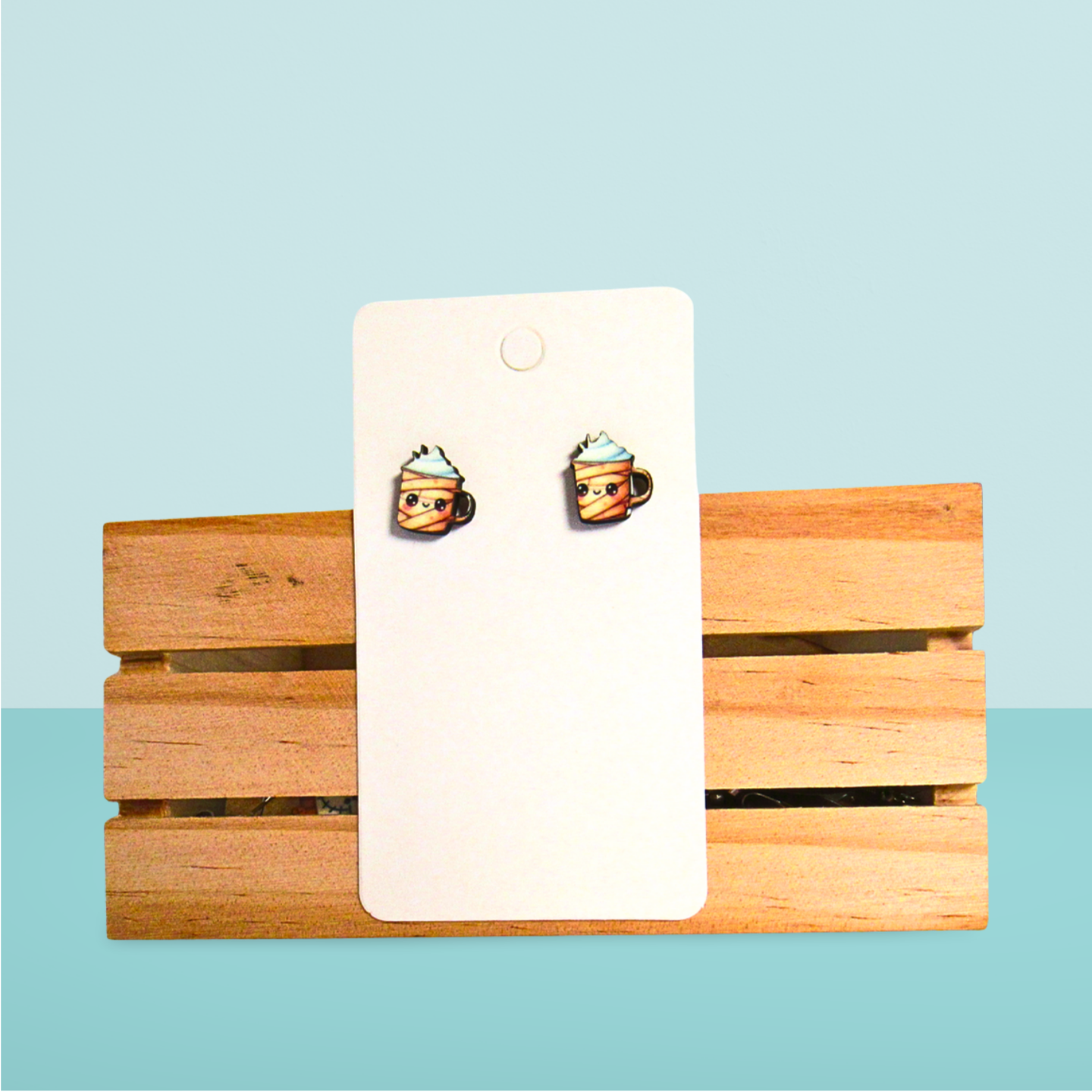 Latte Mug Shaped Sublimated Stud Earrings