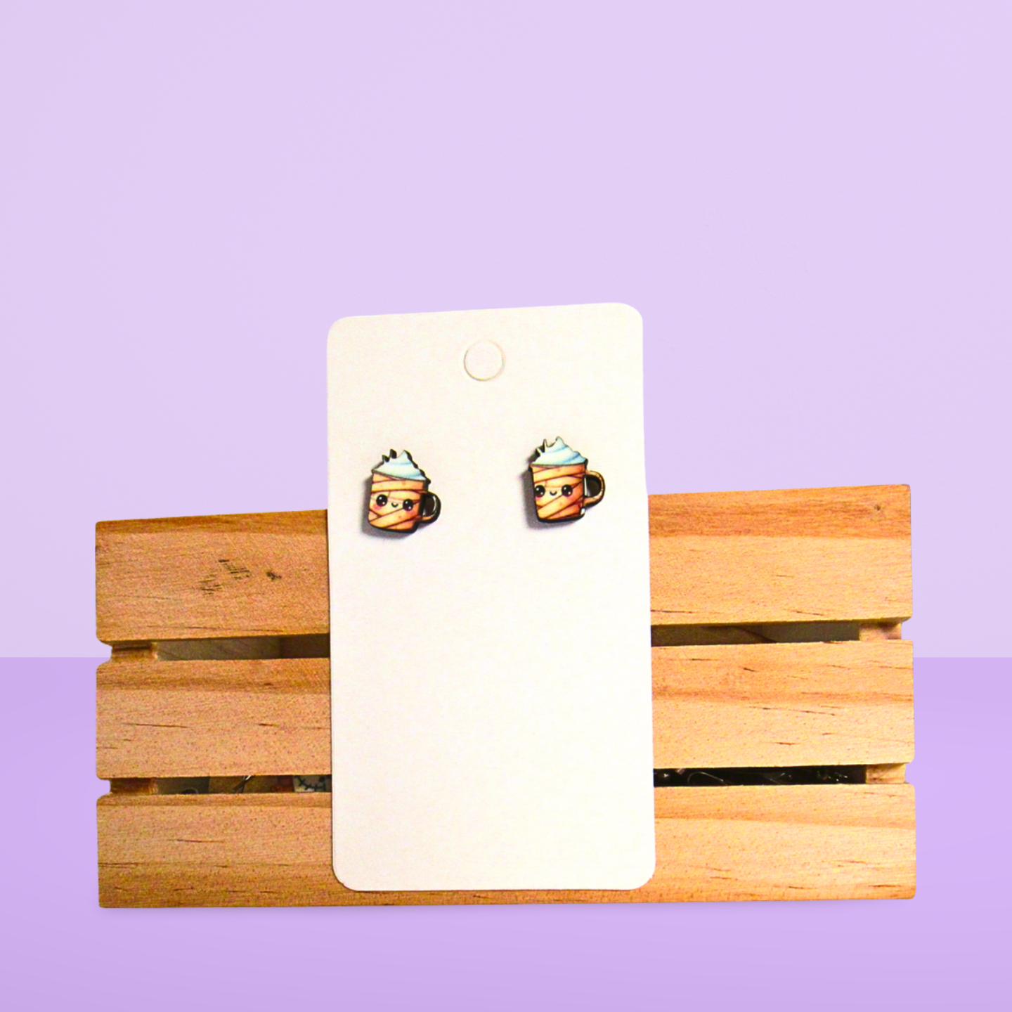 Latte Mug Shaped Sublimated Stud Earrings