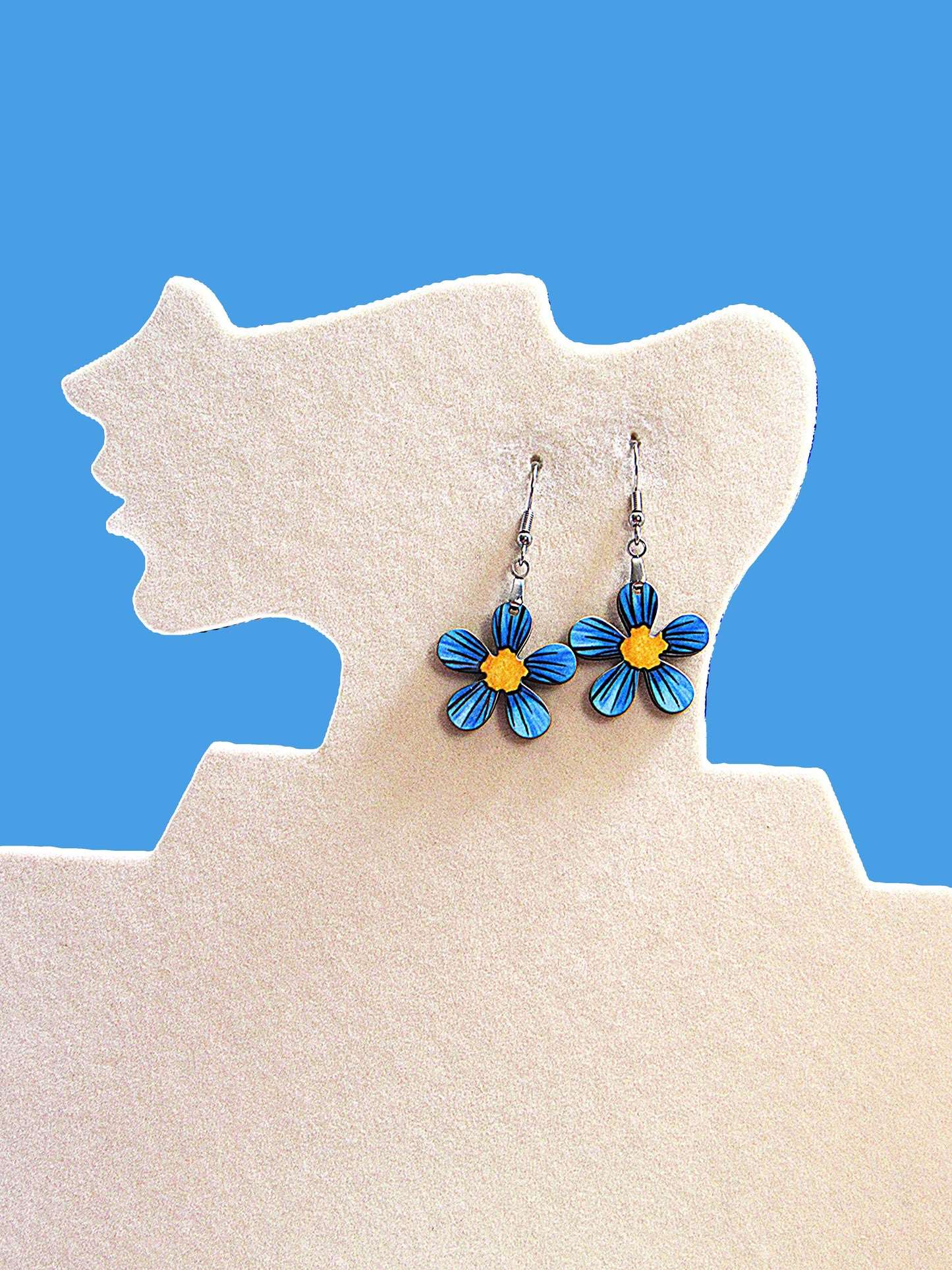 1 inch Hippie Flower Shaped Sublimated Earrings MDF