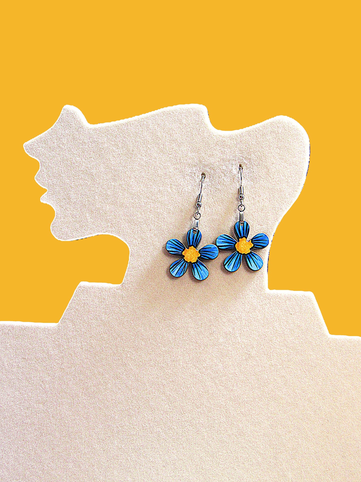 1 inch Hippie Flower Shaped Sublimated Earrings MDF