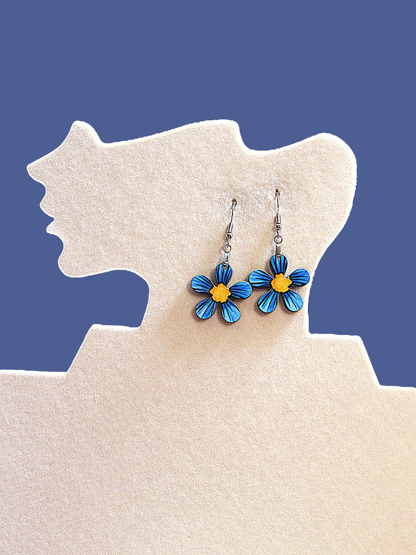 1 inch Hippie Flower Shaped Sublimated Earrings MDF