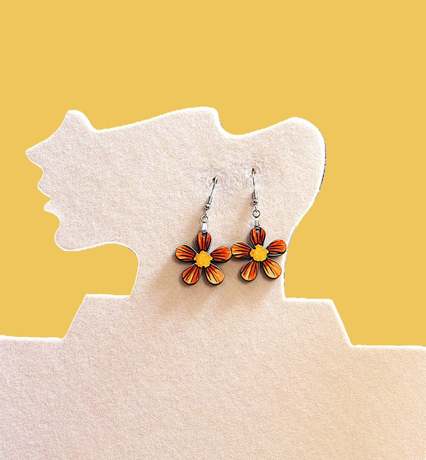 1 inch Hippie Flower Shaped Sublimated Earrings MDF