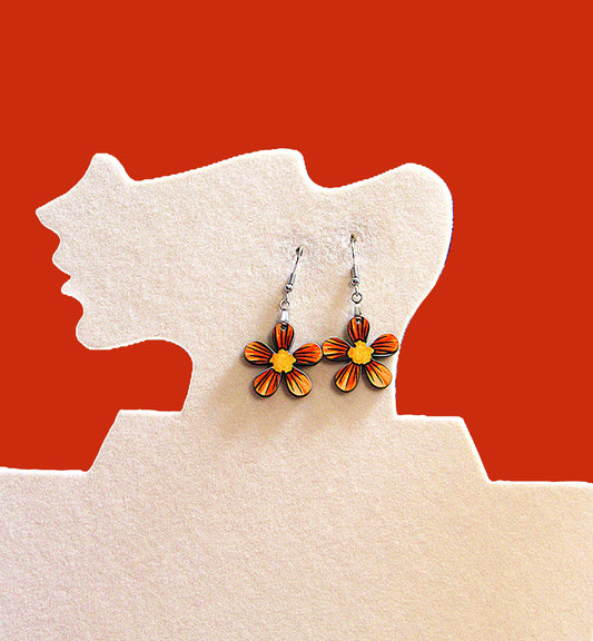 1 inch Hippie Flower Shaped Sublimated Earrings MDF