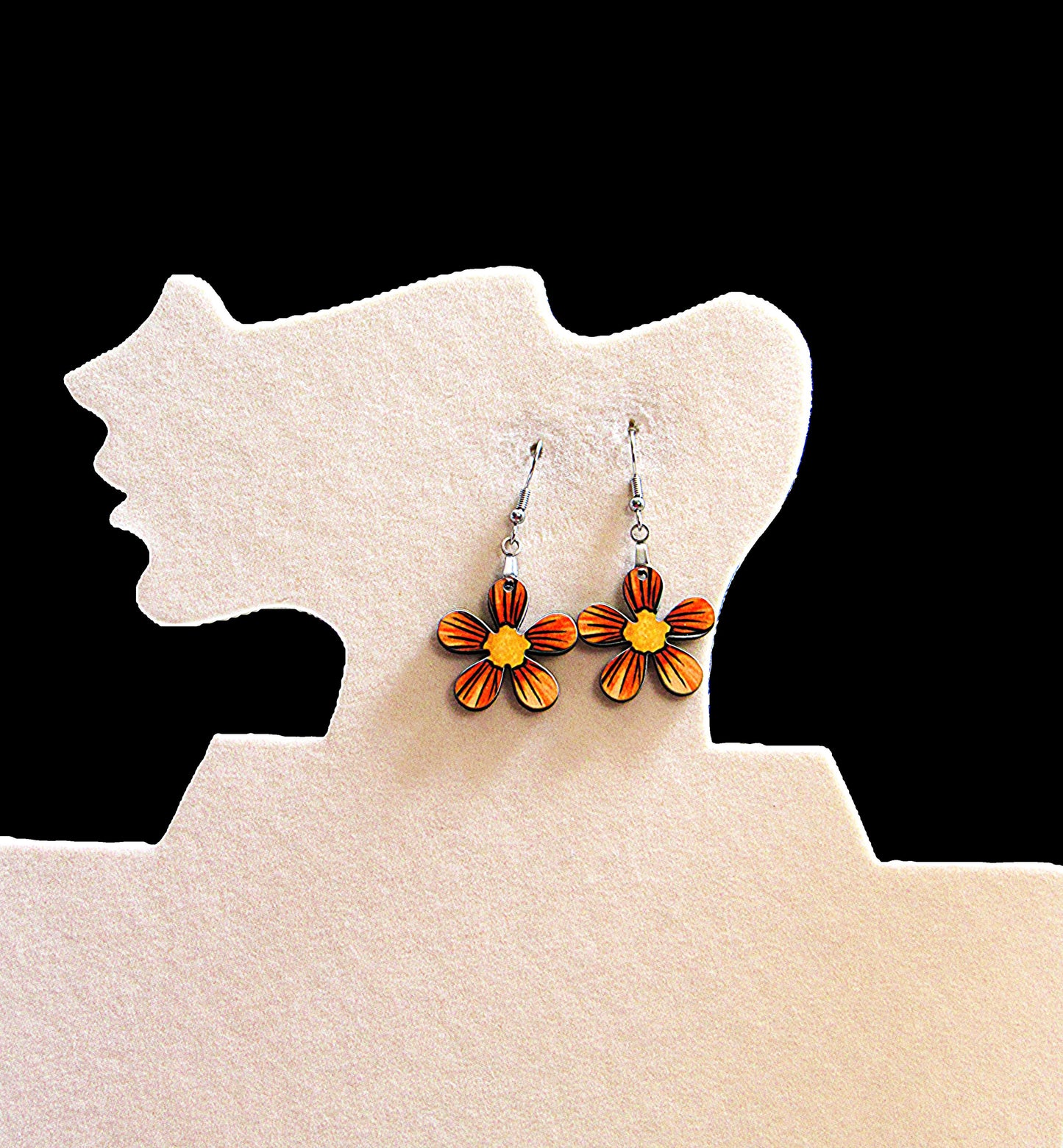 1 inch Hippie Flower Shaped Sublimated Earrings MDF