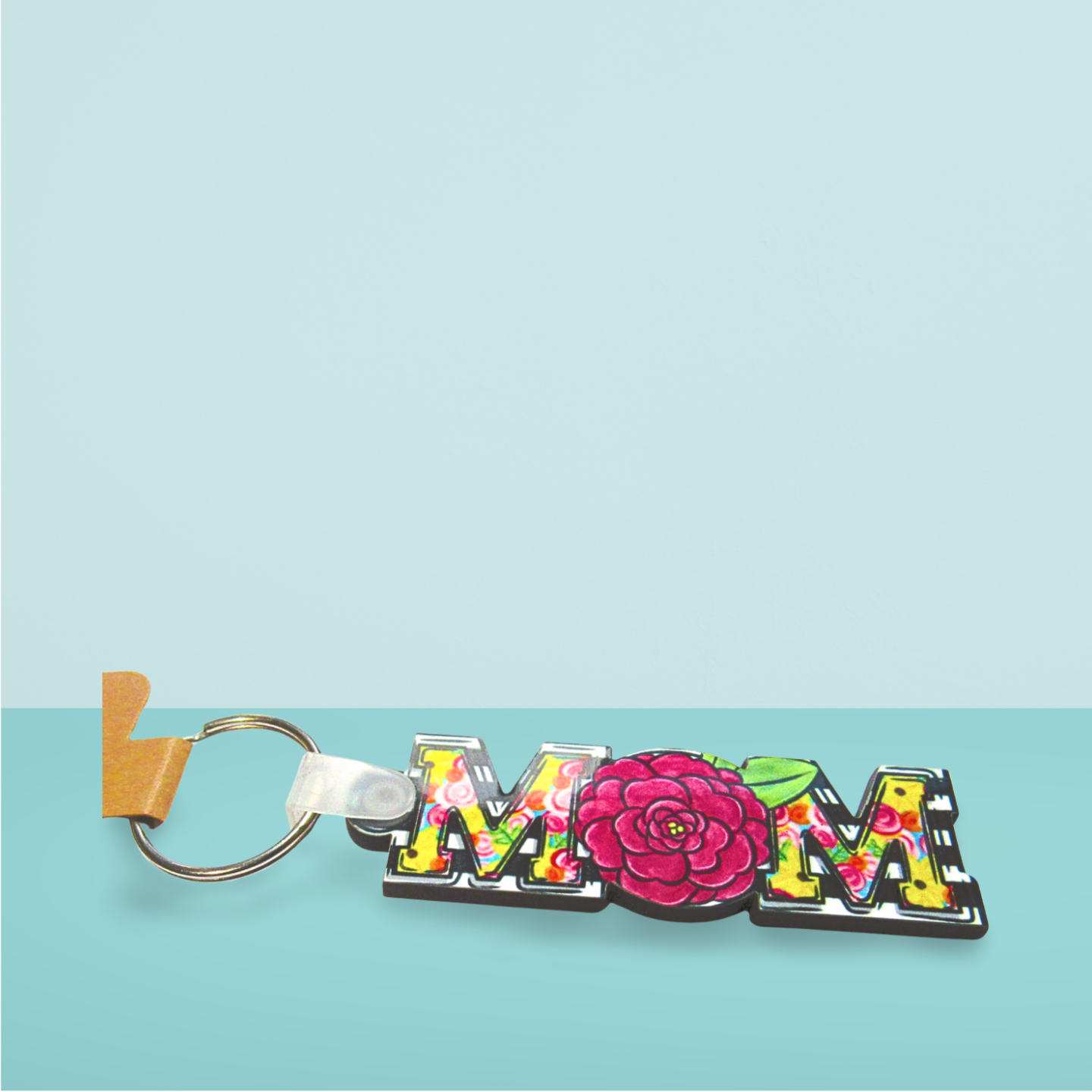 Horizontal Shaped MOM themed Sublimated Keychain MDF