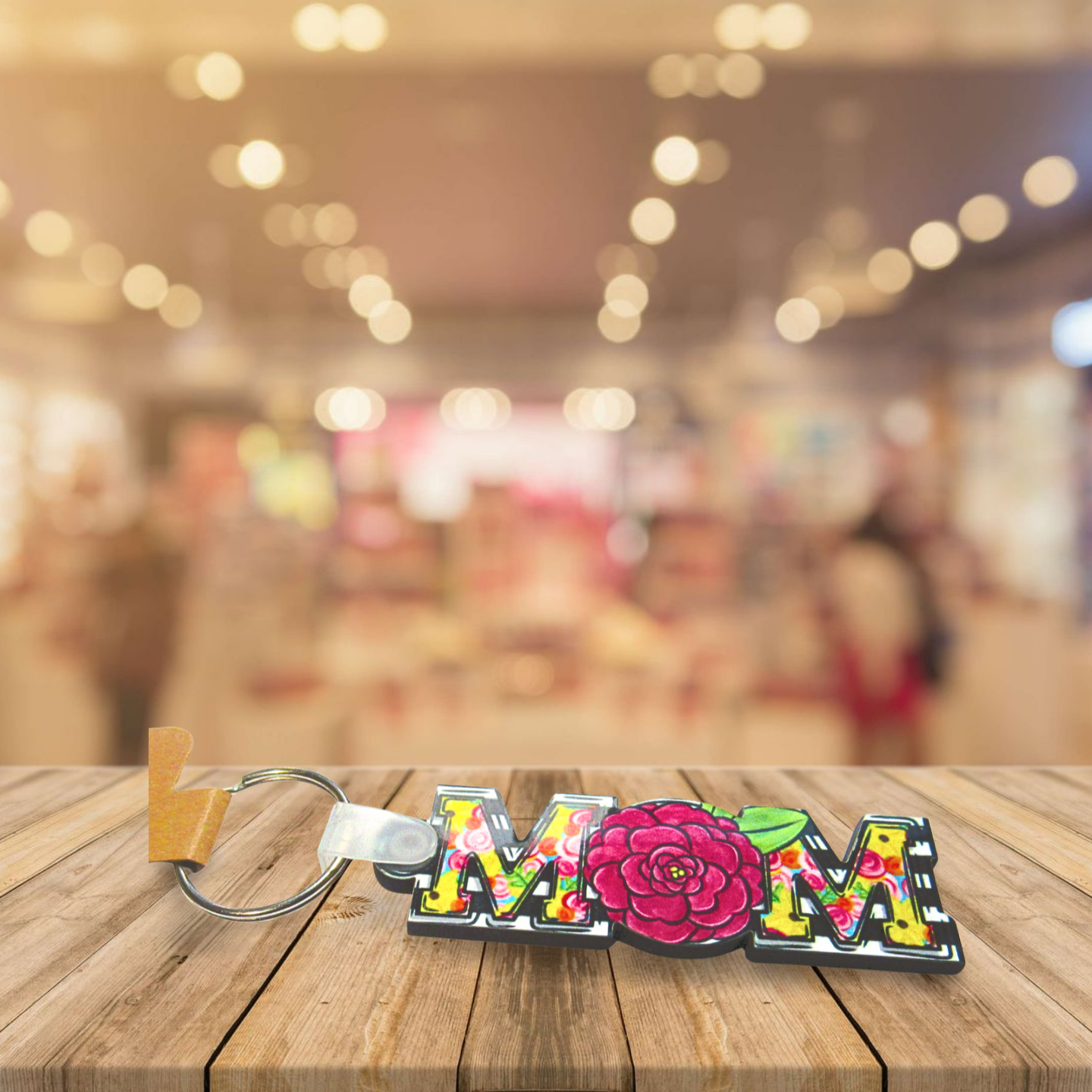 Horizontal Shaped MOM themed Sublimated Keychain MDF