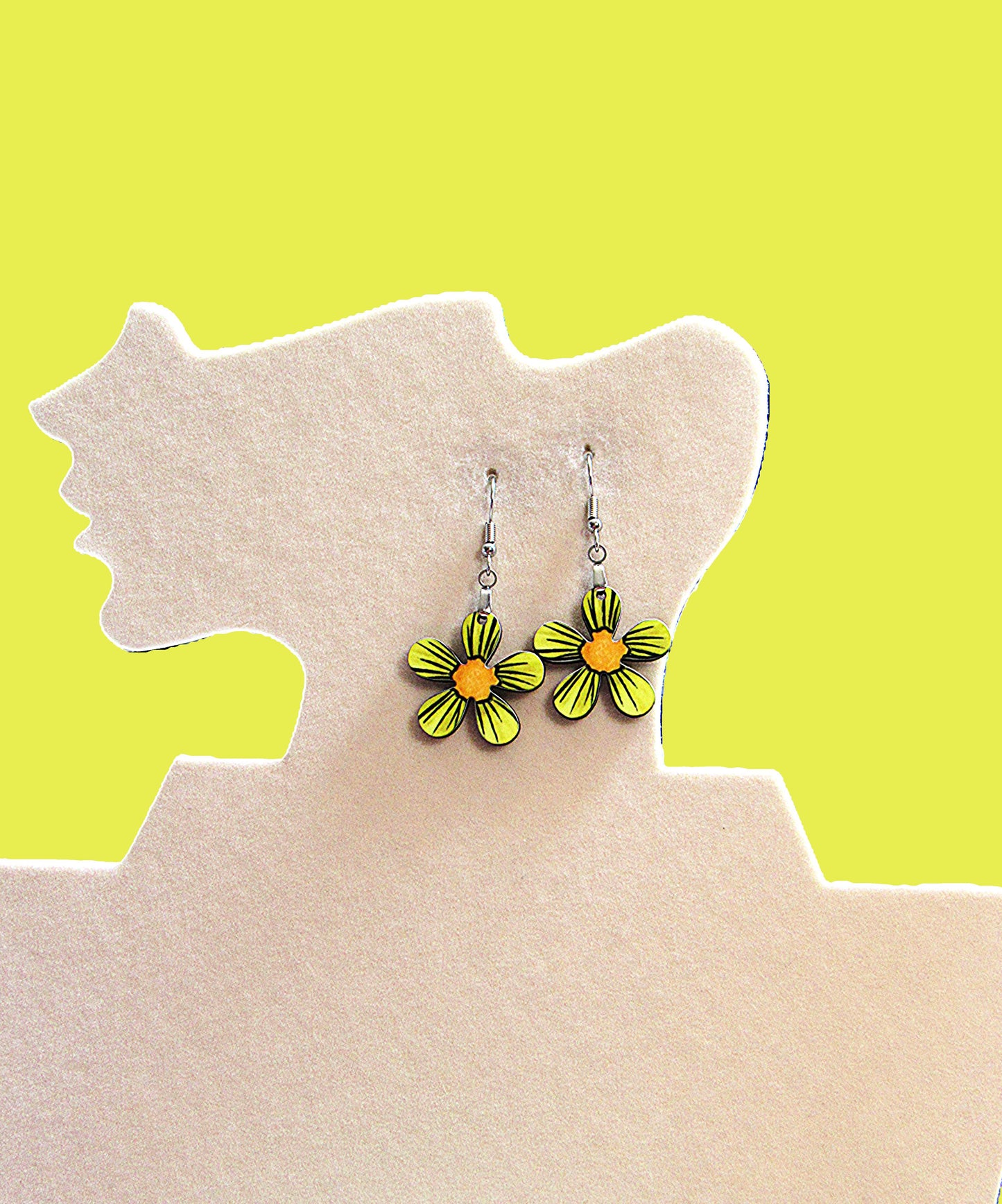 1 inch Hippie Flower Shaped Sublimated Earrings MDF