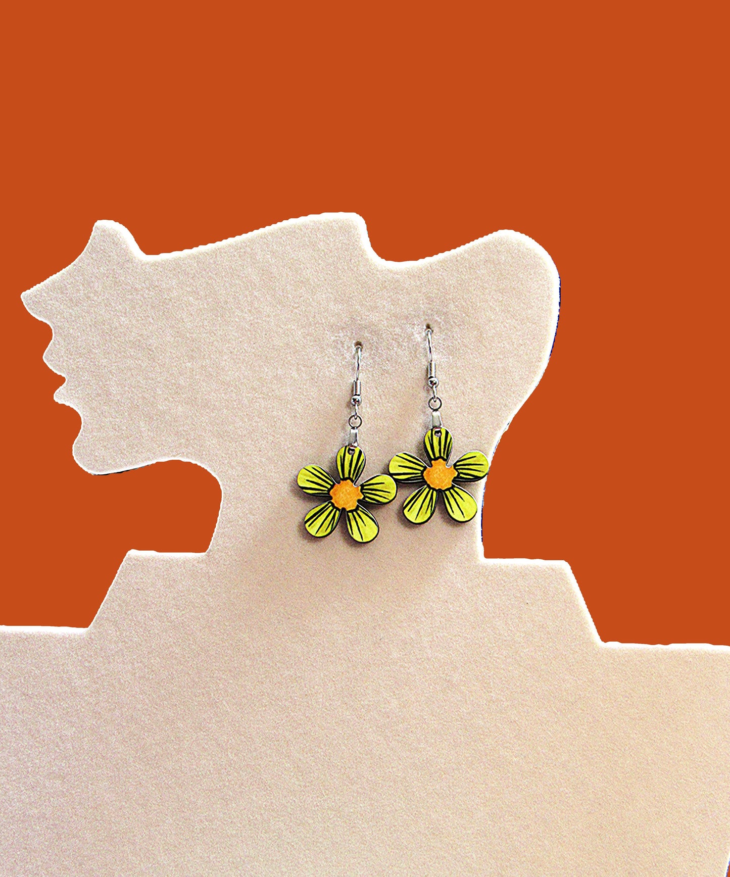 1 inch Hippie Flower Shaped Sublimated Earrings MDF