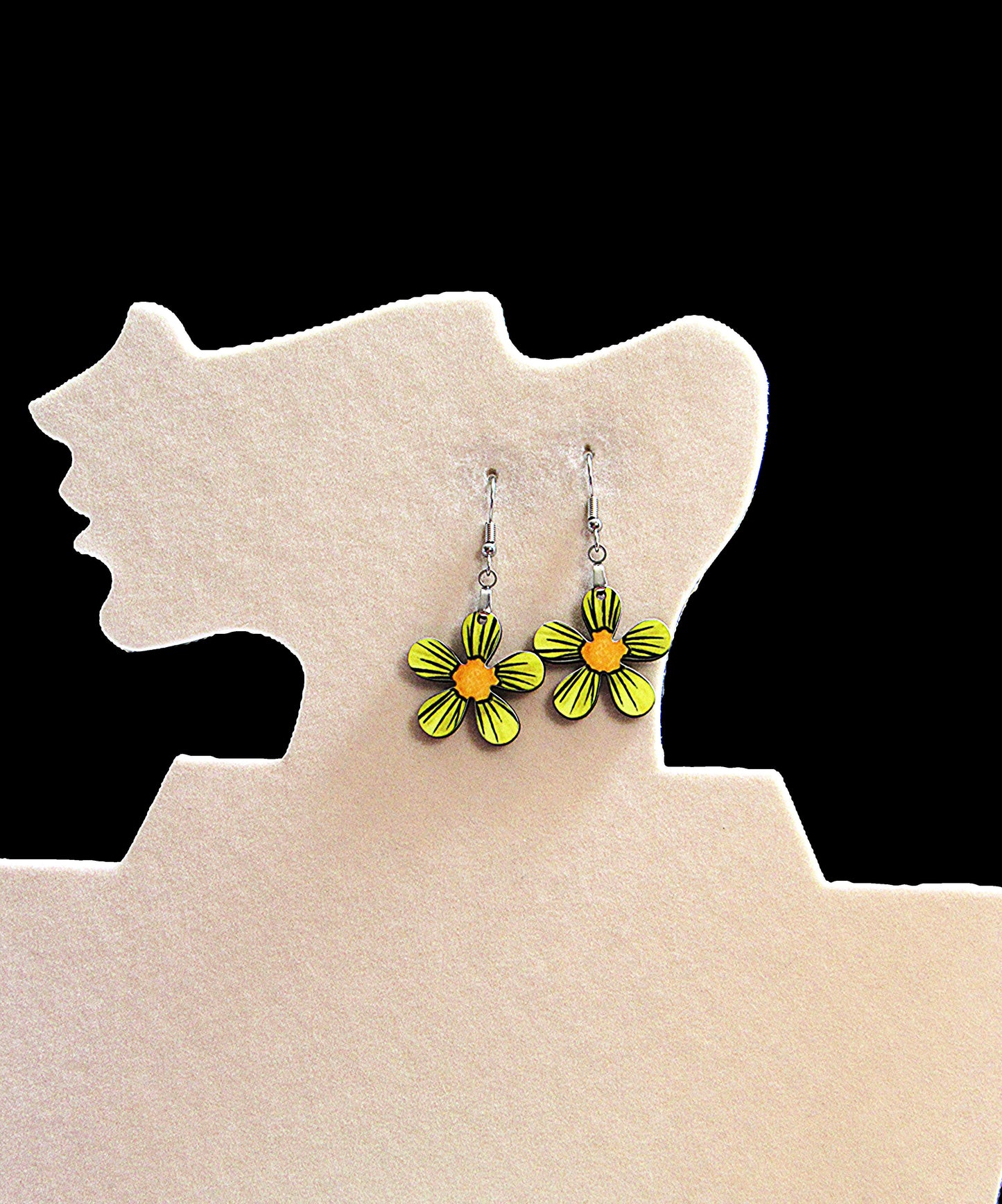 1 inch Hippie Flower Shaped Sublimated Earrings MDF