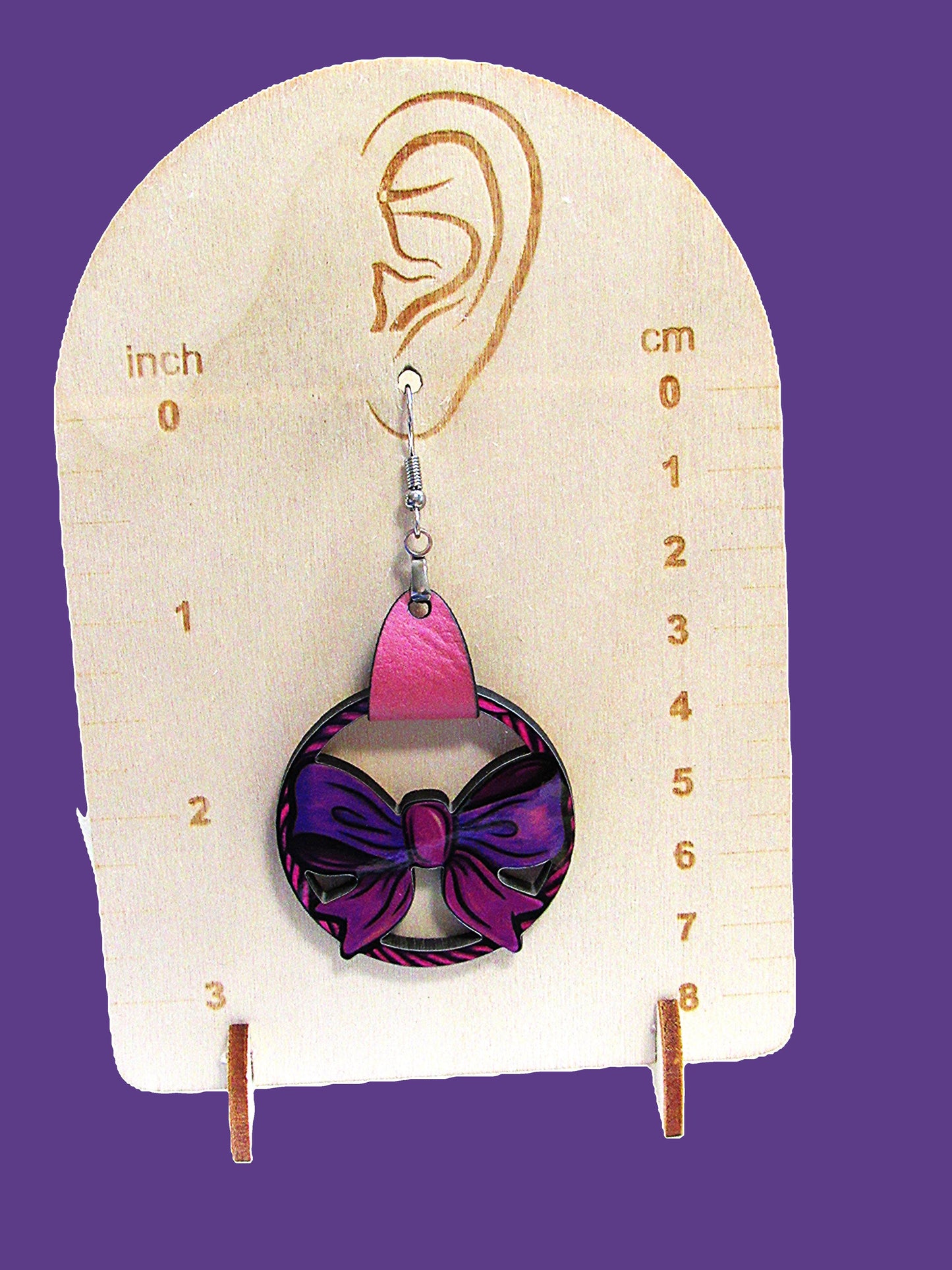 Faux Leather Bow Shaped Sublimated Earrings