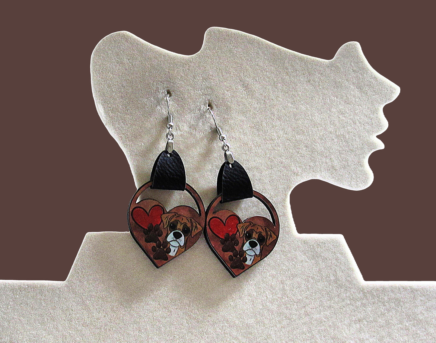 Faux Leather Heart Sublimated Earring