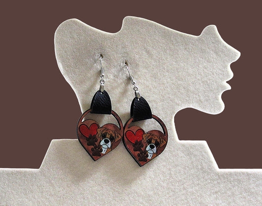 Faux Leather Heart Sublimated Earring