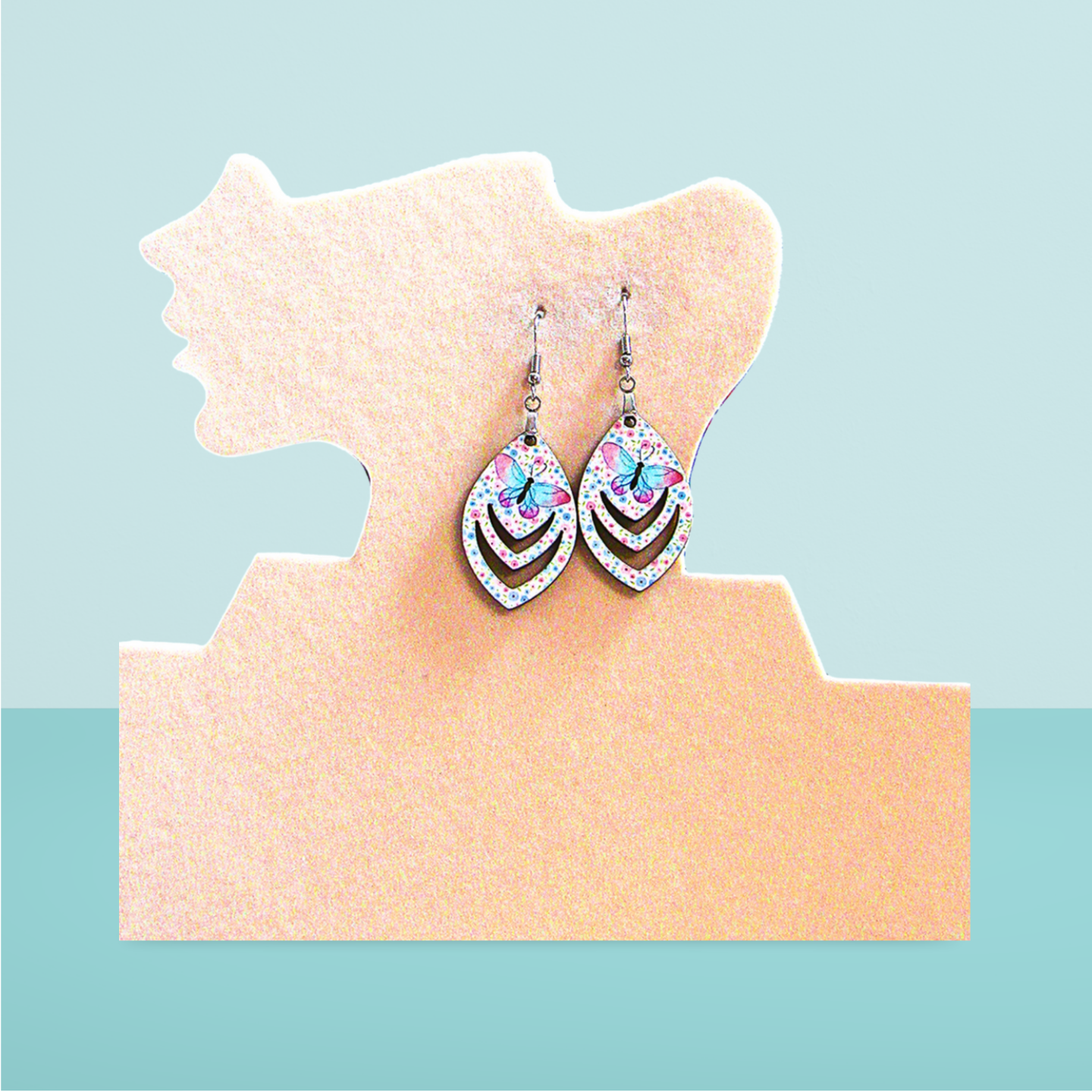 Open Teardrop Shaped Sublimated Earrings 1.5 inch