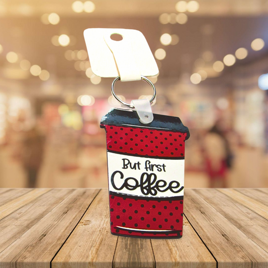 Coffee Cup Shaped Sublimated Keychain