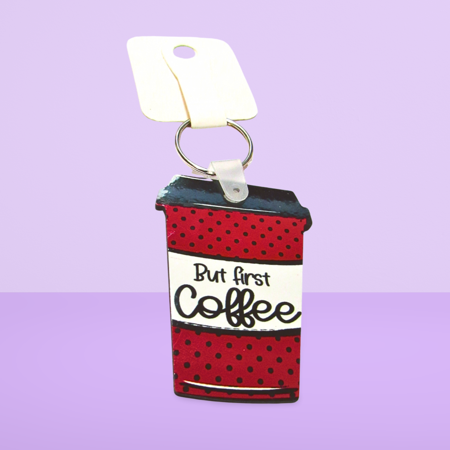Coffee Cup Shaped Sublimated Keychain