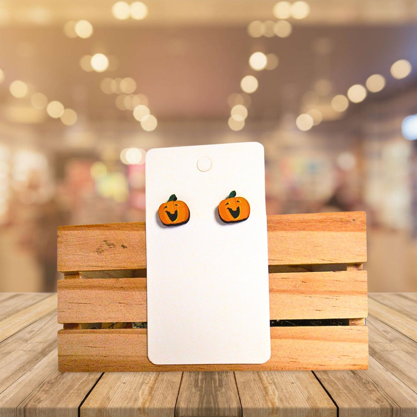 Pumpkin Shaped Sublimated Stud Earrings