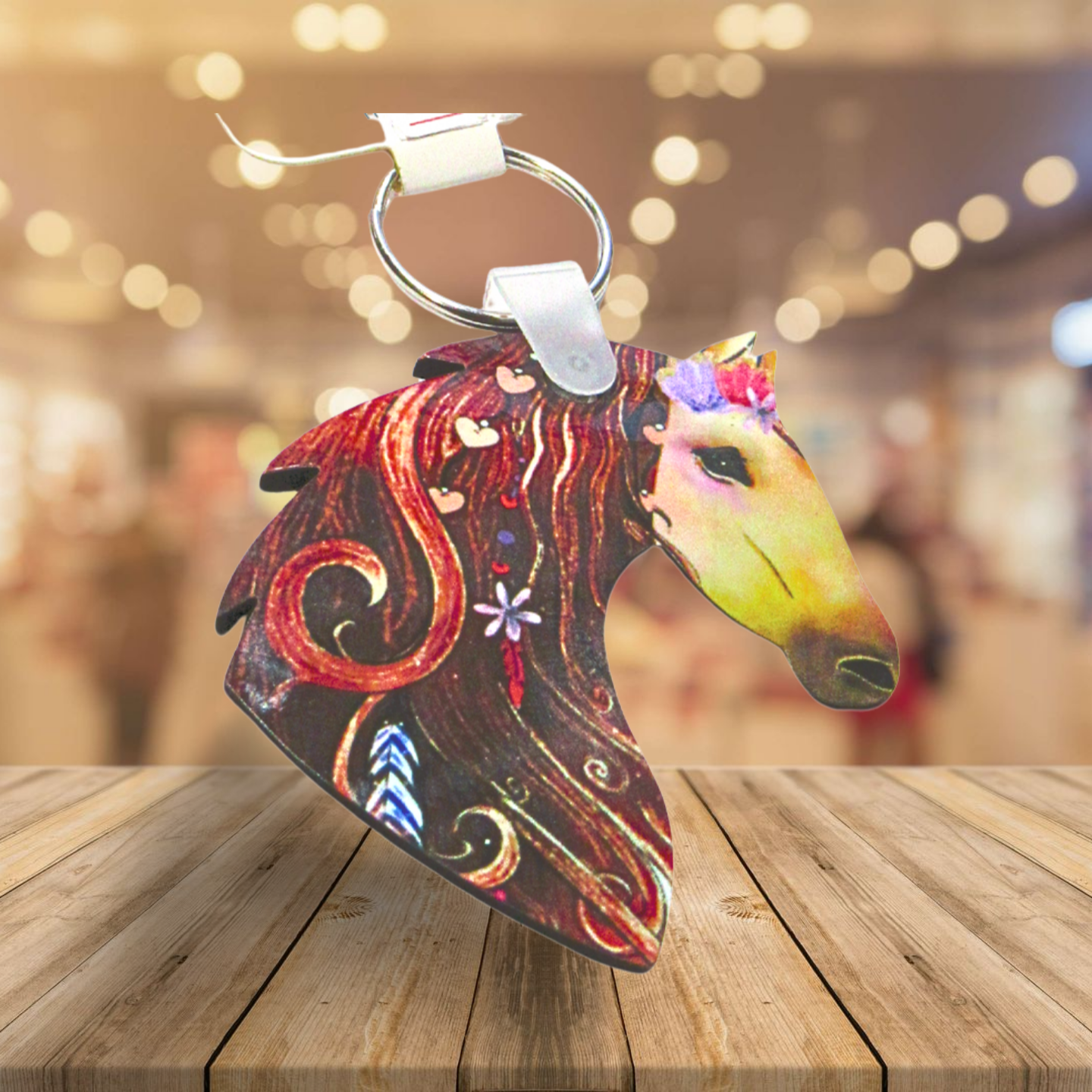 Horse Head Shaped Sublimated Keychain