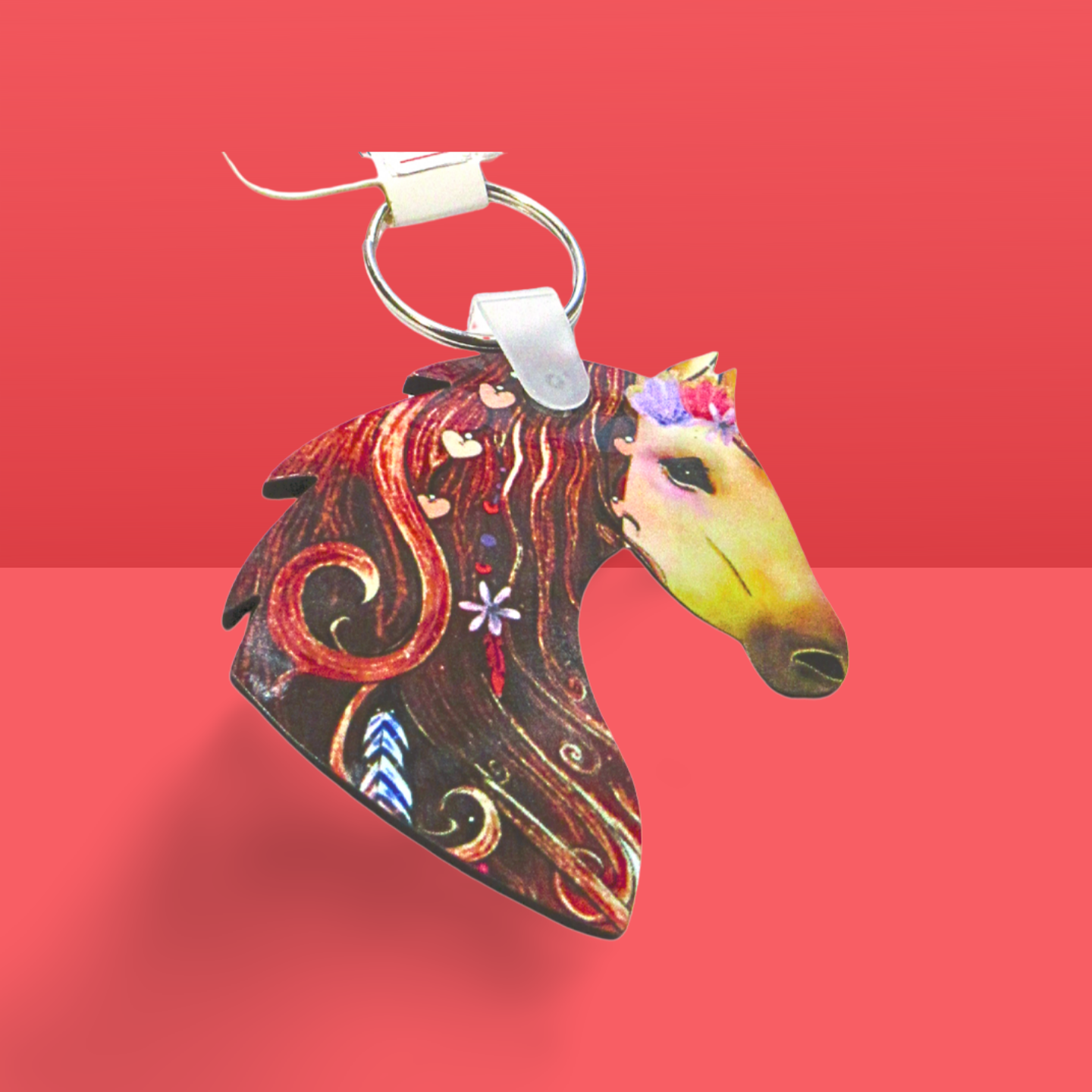 Horse Head Shaped Sublimated Keychain
