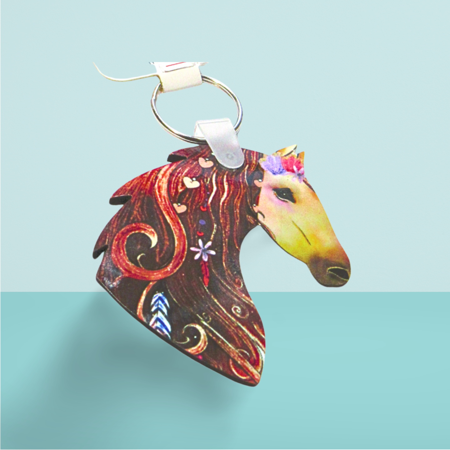 Horse Head Shaped Sublimated Keychain