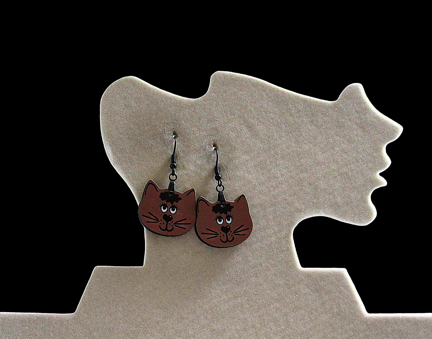 Cat Head Shaped Sublimated Earrings 1 inch