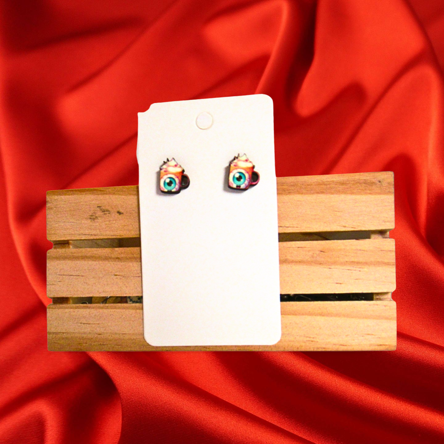 Latte Mug Shaped Sublimated Stud Earrings