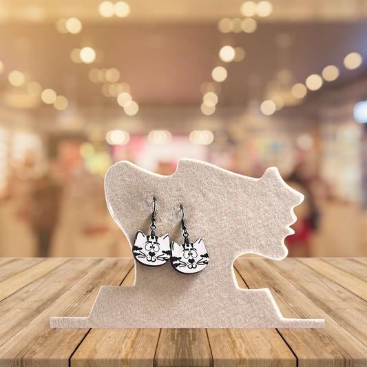 Cat Head Shaped Sublimated Earrings 1 inch
