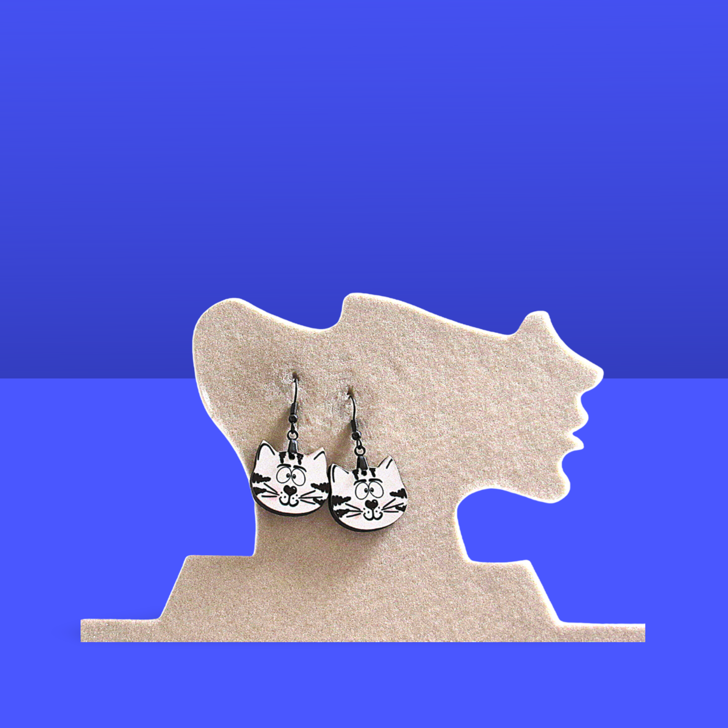 Cat Head Shaped Sublimated Earrings 1 inch