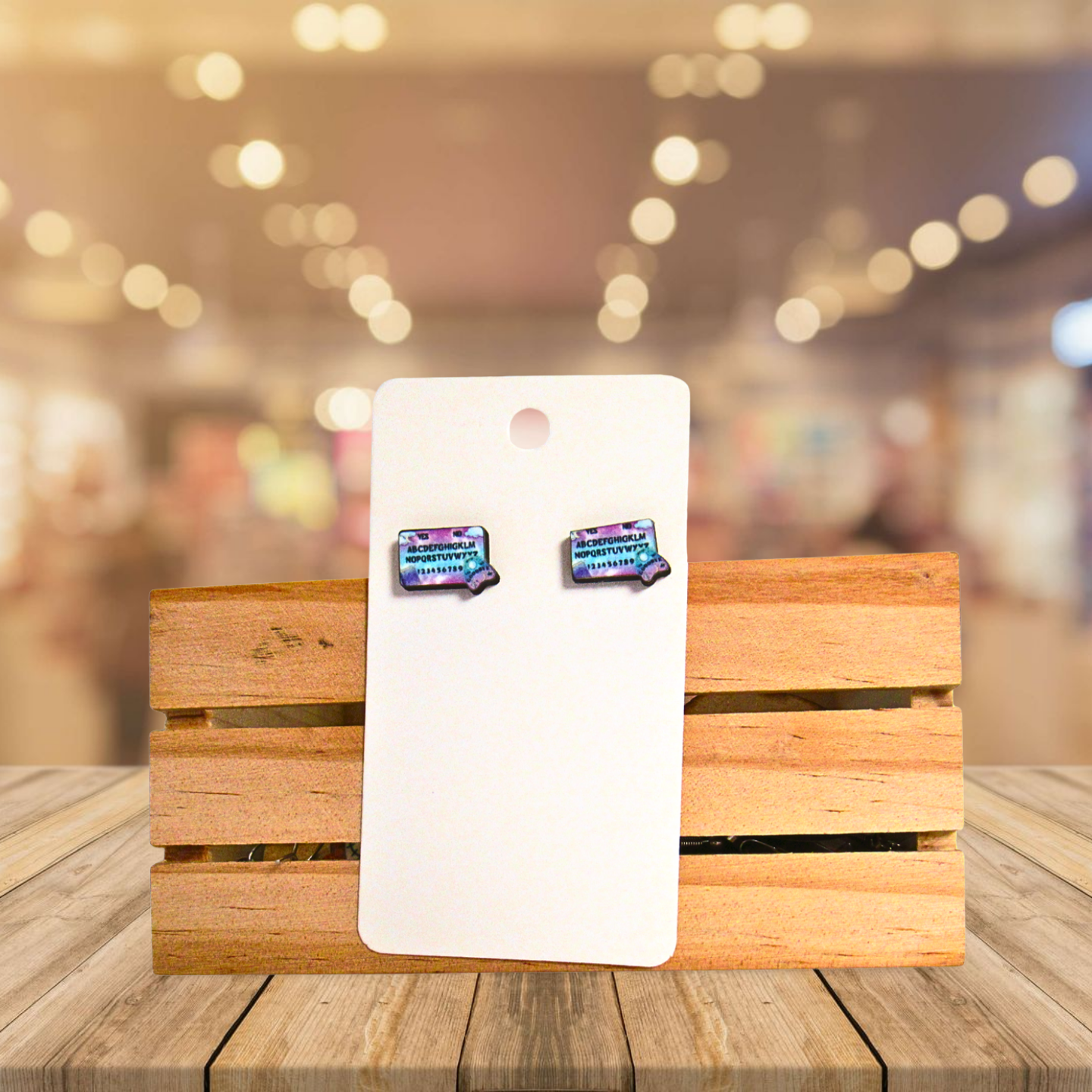 Ouija Board Shaped Sublimated Stud Earrings