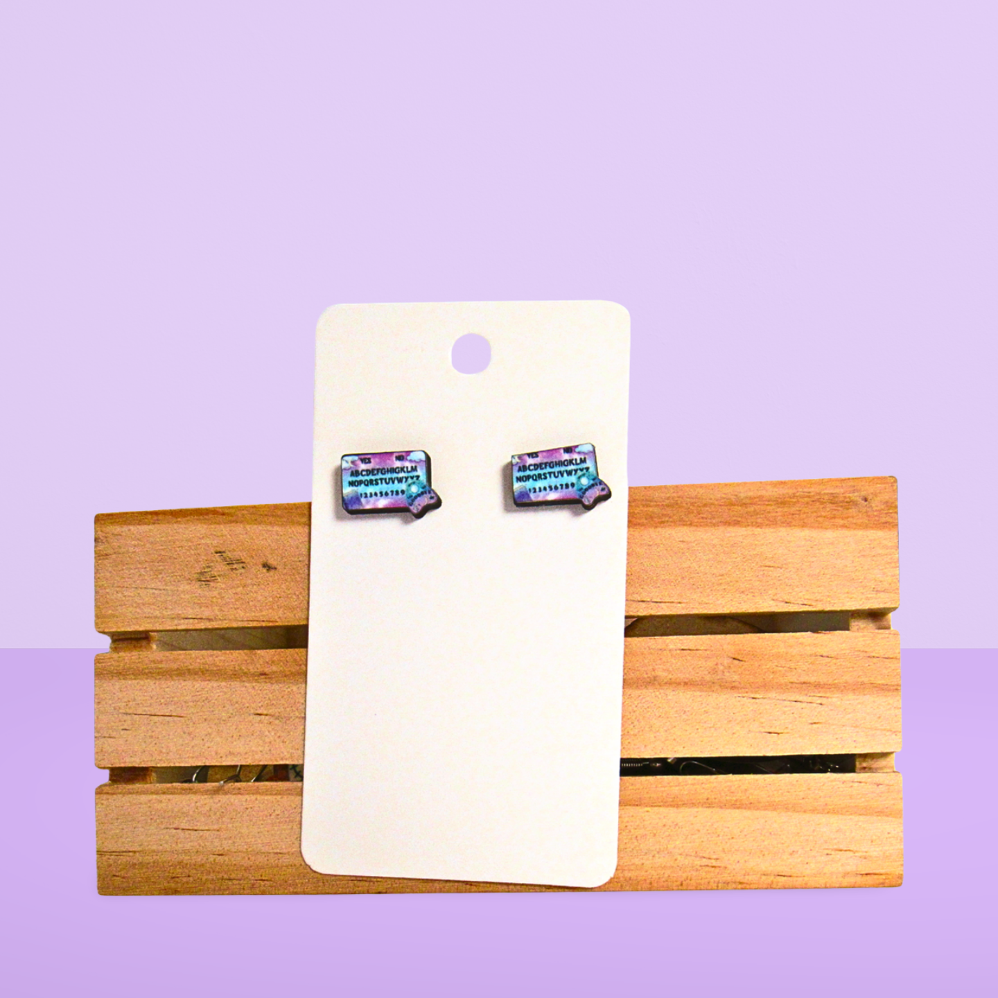 Ouija Board Shaped Sublimated Stud Earrings