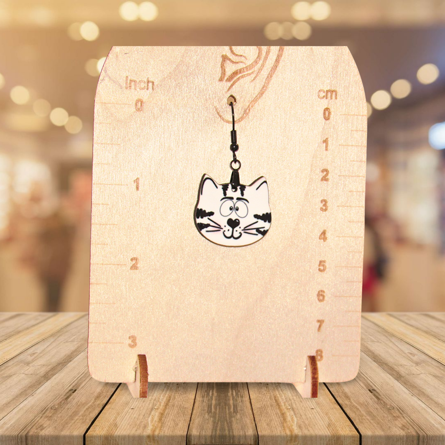 Cat Head Shaped Sublimated Earrings 1 inch