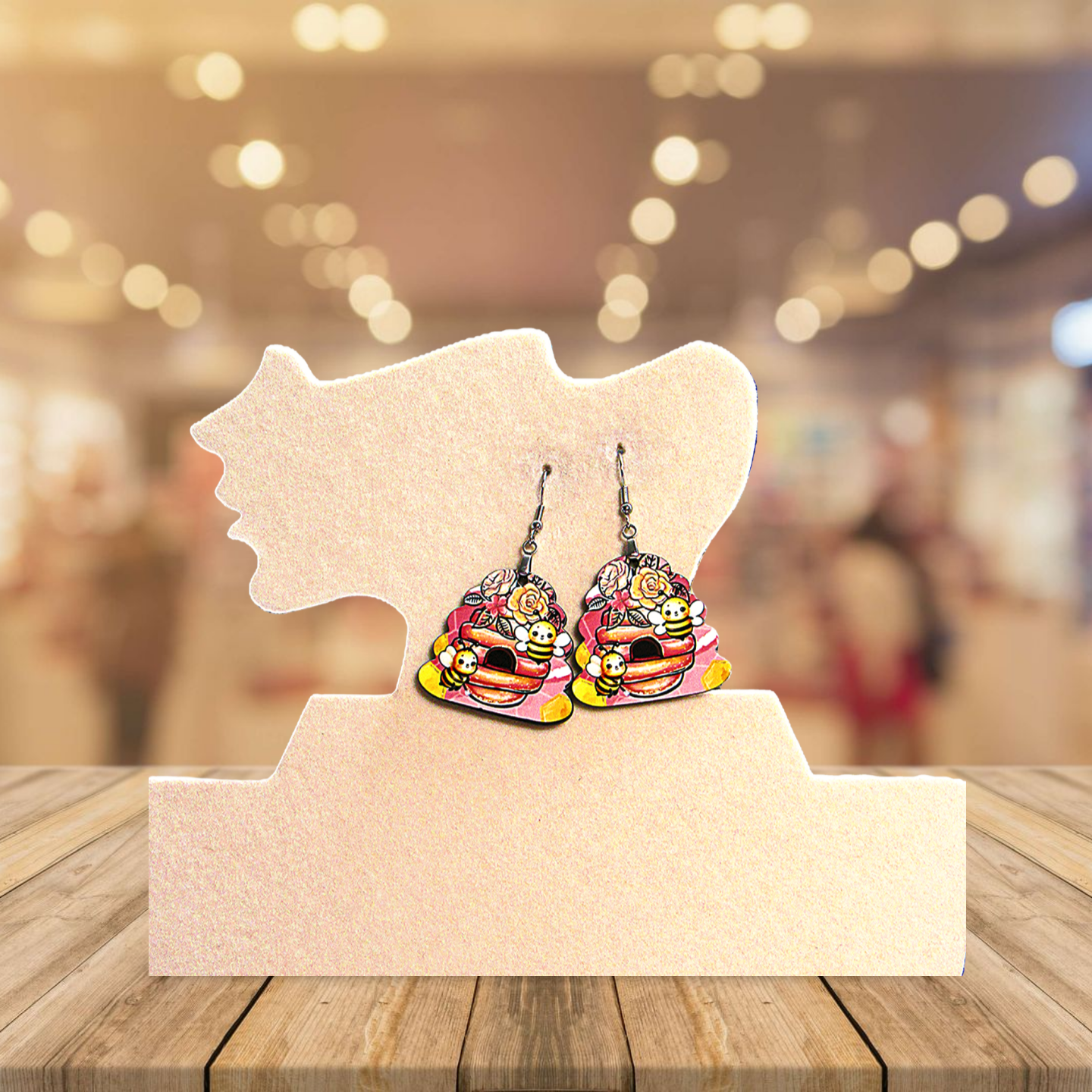 Beehive Shaped Sublimated Earrings 1.5 inch