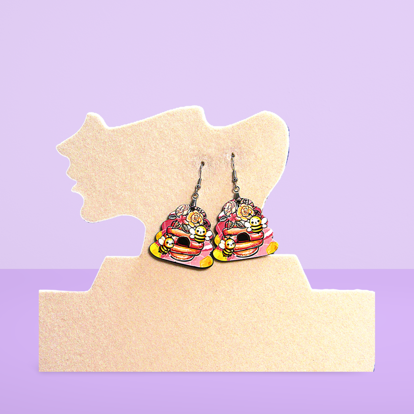 Beehive Shaped Sublimated Earrings 1.5 inch