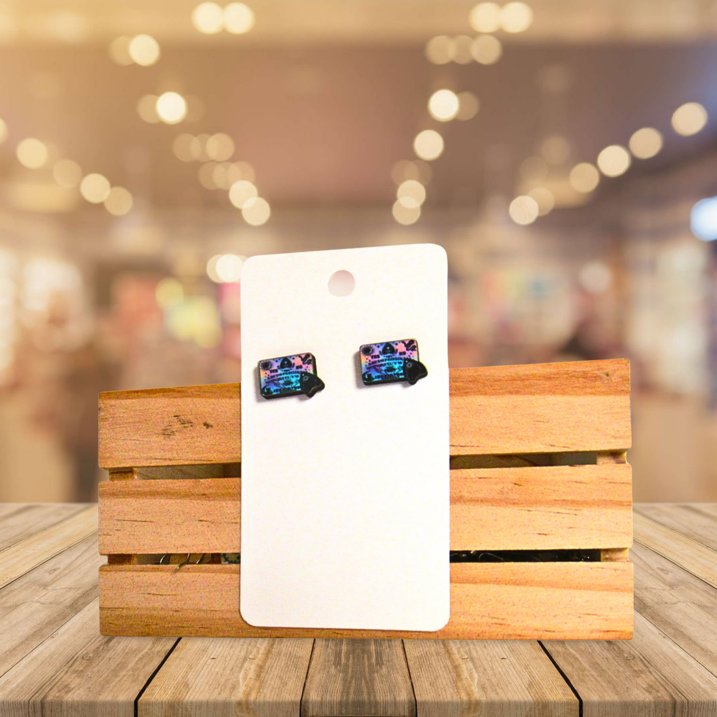 Ouija Board Shaped Sublimated Stud Earrings